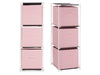 Cassettiera Multiuso in Metallo 3Cassetti in Stoffa 35x35 H 102cm Rosa Salvaspazio
