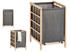 Cesta Porta Biancheria in Legno Naturale e Stoffa Capacità 45 lt H60cm Grigio
