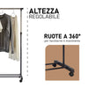 Stand Appendiabiti Salvaspazio in Metallo Appendiabiti con 4 Ruote Altezza Regolabile