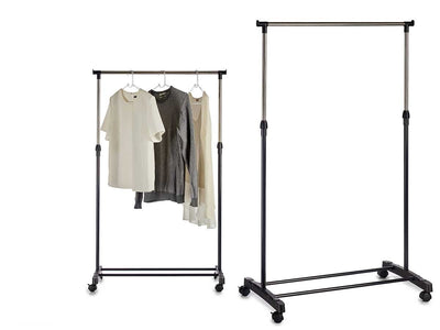 Stand Appendiabiti Salvaspazio in Metallo Appendiabiti con 4 Ruote Altezza Regolabile
