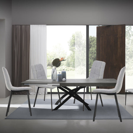 Sedia Moderna 4pz Sedie in Metallo Seduta Imbottita e Trapuntata Tessuto Grigio