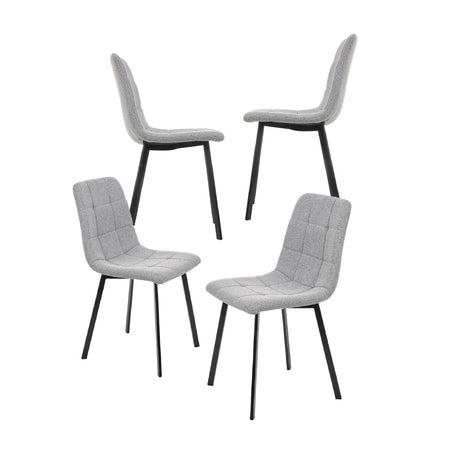Sedia Moderna 4pz Sedie in Metallo Seduta Imbottita e Trapuntata Tessuto Grigio