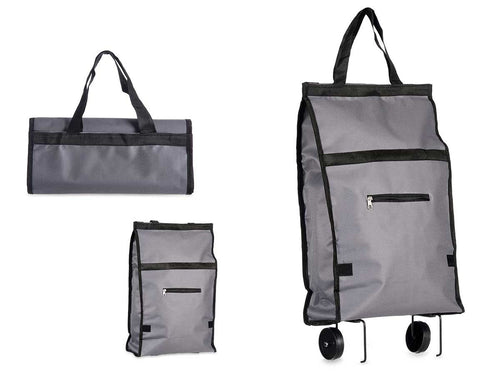 Borsa Spesa Pieghevole con Ruote Carrello per la Spesa in tessuto Antipioggia Grigio