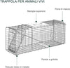 Gabbia Trappola Animali 81x26x34.5 cm Sistema a Molla in Acciaio Resistente