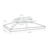 Copertura Ricambio per Gazebo 3x4 MT Idrorepellente Protezione UV Grigio
