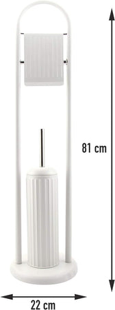 Piantana Porta Rotolo e Scopino Bagno Metallo Smaltato Verniciato Bianco