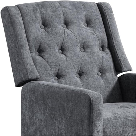 Poltrona Reclinabile Manuale Poggia Piedi Relax Trapuntata con Bottoni Grigio