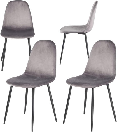 Sedia Poltroncina in Velluto Set 4pz Sedie per Sala da Pranzo Ristorante Grigio