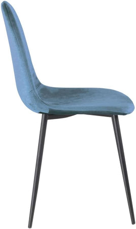 Sedia Poltroncina in Velluto Set 4pz Sedie per Sala da Pranzo Ristorante Blu Tempesta
