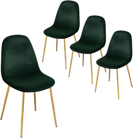 Sedia Poltrona in Velluto 4pz Sala da Pranzo Cucina Ristorante Gambe Metallo Oro Verde