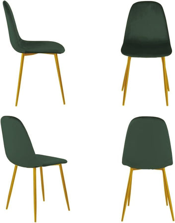 Sedia Poltrona in Velluto 4pz Sala da Pranzo Cucina Ristorante Gambe Metallo Oro Verde