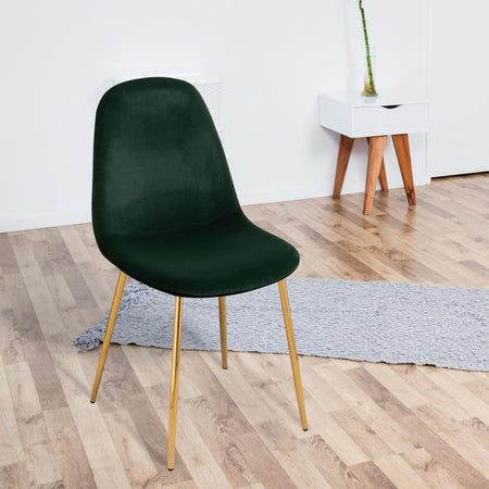 Sedia Poltrona in Velluto 4pz Sala da Pranzo Cucina Ristorante Gambe Metallo Oro Verde