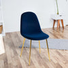 Sedia Poltrona in Velluto 4pz Sala da Pranzo Cucina Ristorante Gambe Metallo Oro Blu