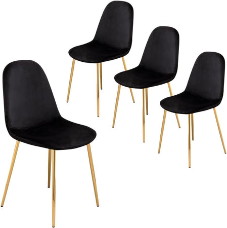 Sedia Poltrona in Velluto 4pz Sala da Pranzo Cucina Ristorante Gambe Metallo Oro Nero