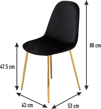 Sedia Poltrona in Velluto 4pz Sala da Pranzo Cucina Ristorante Gambe Metallo Oro Nero