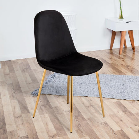 Sedia Poltrona in Velluto 4pz Sala da Pranzo Cucina Ristorante Gambe Metallo Oro Nero