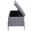 Cassapanca Pouf Contenitore Panca Sgabello Poggiapiedi Tessuto Velluto 105x44H45cm Grigio
