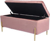 Cassapanca Pouf Contenitore Panca Sgabello Poggiapiedi Tessuto Velluto 105x44H45cm Rosa