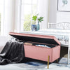 Cassapanca Pouf Contenitore Panca Sgabello Poggiapiedi Tessuto Velluto 105x44H45cm Rosa