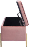 Cassapanca Pouf Contenitore Panca Sgabello Poggiapiedi Tessuto Velluto 105x44H45cm Rosa