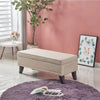 Pouf Cassapanca Panca Contenitore Poggiapiedi Rivestimento Tessuto Morbido Capiente Beige
