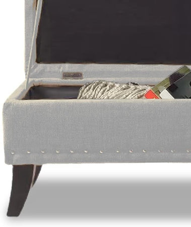 Pouf Cassapanca Panca Contenitore Poggiapiedi Rivestimento Tessuto Morbido Capiente Grigio