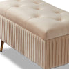 Cassapanca Pouf Contenitore Panca Sgabello in Tessuto Velluto 80x40 H45cm Beige