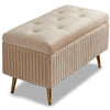 Cassapanca Pouf Contenitore Panca Sgabello in Tessuto Velluto 80x40 H45cm Beige