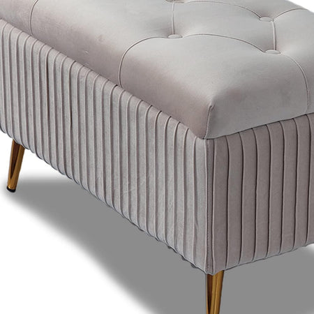 Cassapanca Pouf Contenitore Panca Sgabello in Tessuto Velluto 80x40 H45cm Grigio