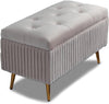 Cassapanca Pouf Contenitore Panca Sgabello in Tessuto Velluto 80x40 H45cm Grigio