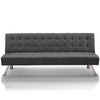Divano Letto Clik Clak Schienale Reclinabile 175cm Tessuto Grigio Stile Moderno