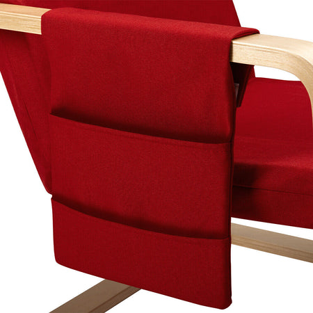 Sedia Poltrona Relax Ergonomica Rivestimento Cotone Rosso Borsa Laterale 2 Scomparti