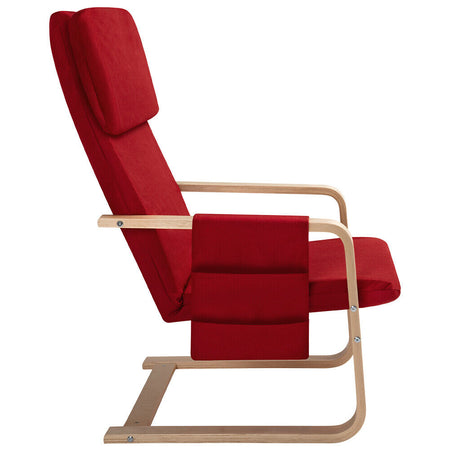 Sedia Poltrona Relax Ergonomica Rivestimento Cotone Rosso Borsa Laterale 2 Scomparti