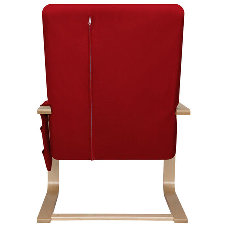 Sedia Poltrona Relax Ergonomica Rivestimento Cotone Rosso Borsa Laterale 2 Scomparti
