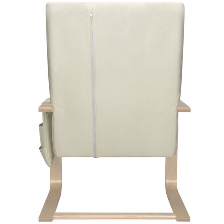 Sedia Poltrona Relax Ergonomica Rivestimento Cotone Beige Borsa Laterale 2 Scomparti
