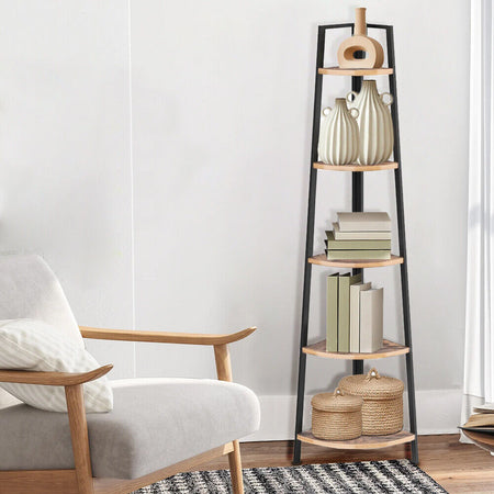 Scaffale Angolare 5 Livelli Industrial Libreria Unità di Mensole 34x34x163 cm