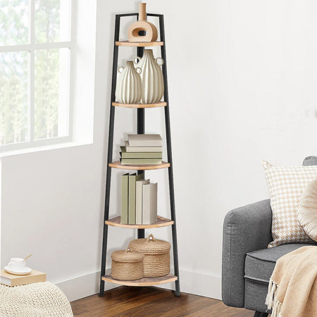 Scaffale Angolare 5 Livelli Industrial Libreria Unità di Mensole 34x34x163 cm