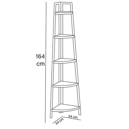 Scaffale Angolare 5 Livelli Industrial Libreria Unità di Mensole 34x34x163 cm