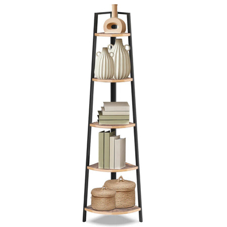 Scaffale Angolare 5 Livelli Industrial Libreria Unità di Mensole 34x34x163 cm
