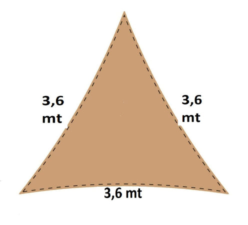 Tenda Ombrellone Antiriflesso Vela Ombreggiante Anti UV Triangolare 3.6x3.6x3.6mt Beige