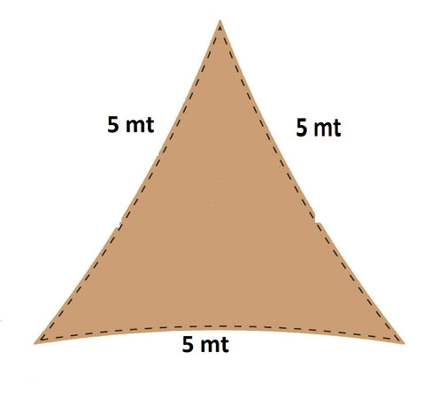 Tenda Ombrellone Antiriflesso Vela Ombreggiante Anti UV Triangolare 5x5x5 mt Beige