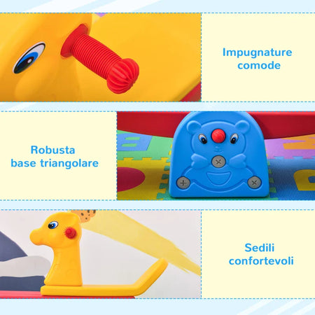 Altalena a Bilico con Maniglie Antiscivolo Bambini Età 1-4 Anni, Plastica HDPE