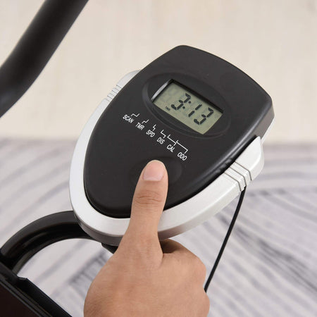 Cyclette Professionale con Supporto per Cellulare, Monitor LCD, Manubrio e Resistenza Regolabile