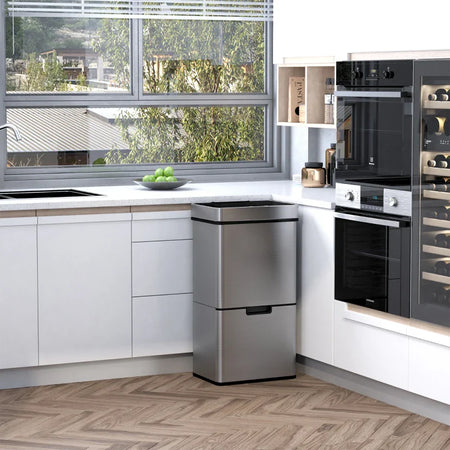 Pattumiera Automatica con Sensore 3 Scomparti e Coperchio Rimovibile, Acciaio e ABS