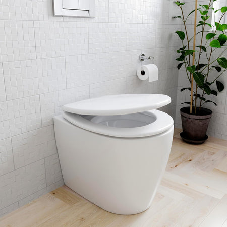 Copri Water Tavoletta WC Universale Legno Mdf Cerniere Cromate Antiruggine