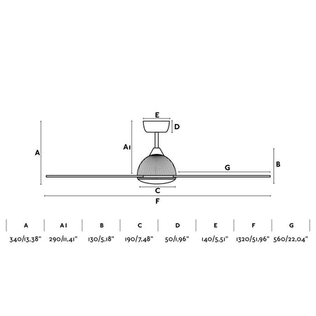 GRID Ventilatore da soffito nero con motore DC