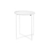 Tavolino da Salotto con Vassoio Tondo Metallo Moderno 35x35 H 50.5 cm Bianco