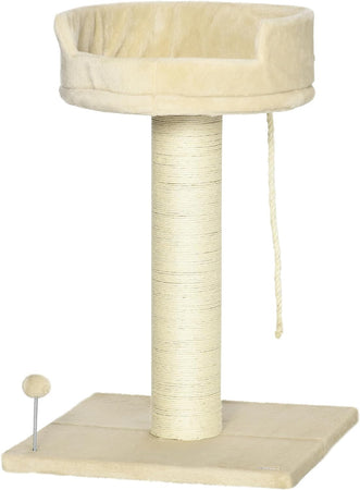 Albero Tira graffi per Gatti, Rivestimento in Peluche 55x55x83cm, (Beige)