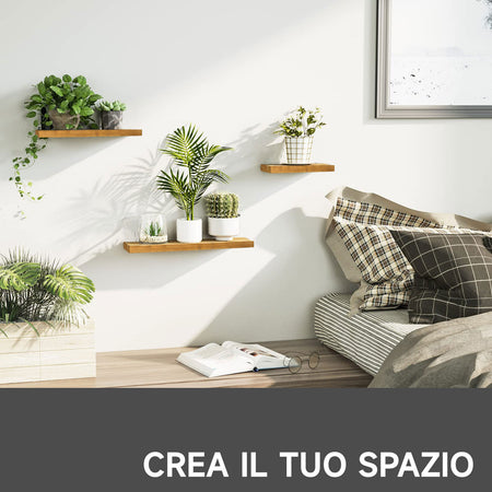 Set Da 3 Mensole Da Parete In Legno Di Pino 30/40/50 x 18 x 3.6 cm