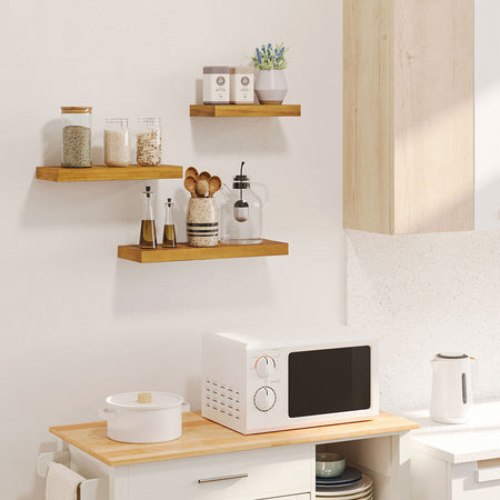 Set Da 3 Mensole Da Parete In Legno Di Pino 30/40/50 x 18 x 3.6 cm